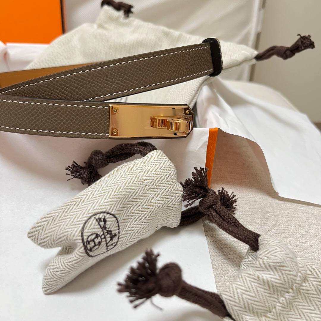 エルメス　ケリーベルト　エトゥープ　ピンクゴールド金具