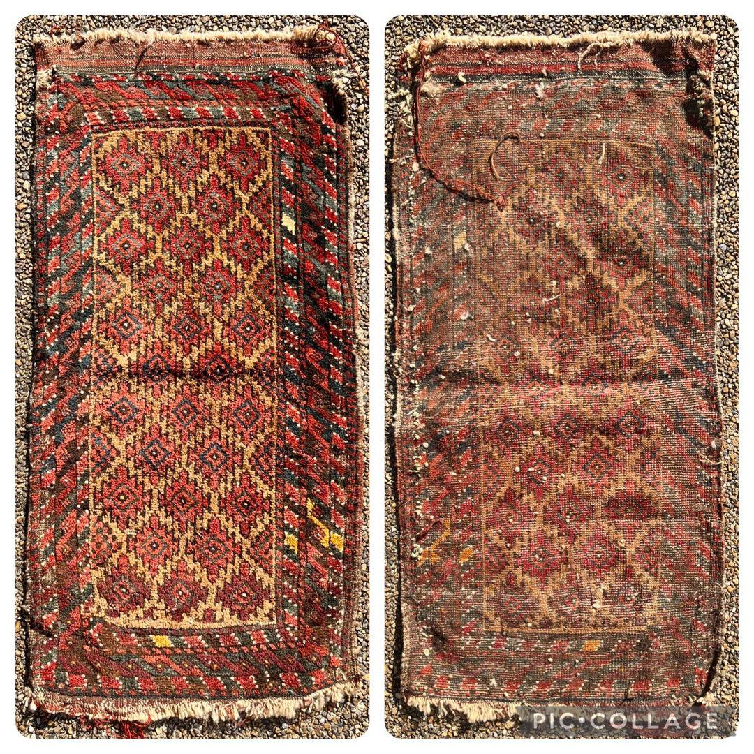 年末セール☆アンティーク絨毯 バルーチ族 バーリシトの袋表 手織りトライバルラグ