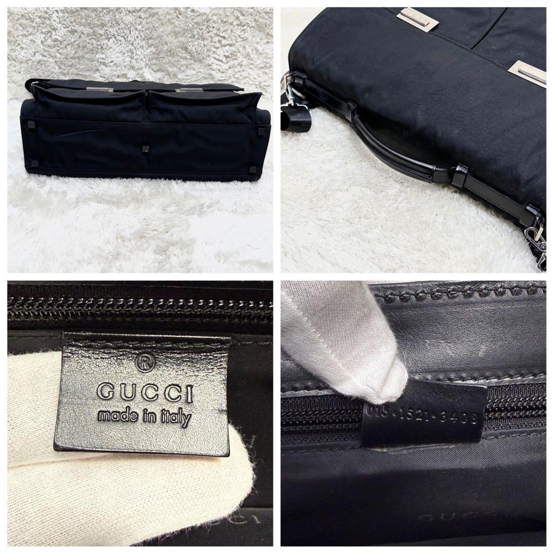 グッチ ナイロン ビジネスバッグ 大容量 A4可能 2way レザー ブラック