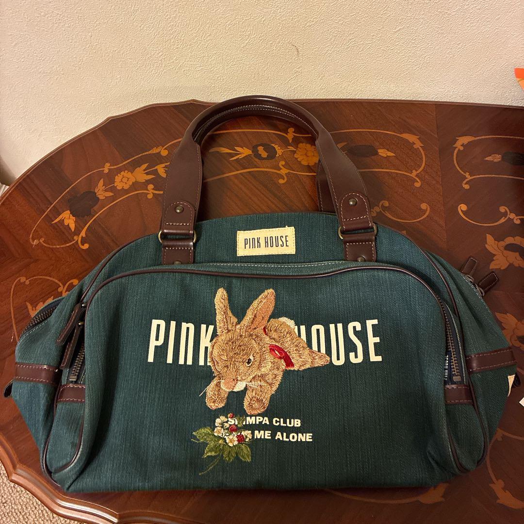 ★1日限定値下‼️美品希少★PINK HOUSE ウサギ刺繍 ボストンバッグ