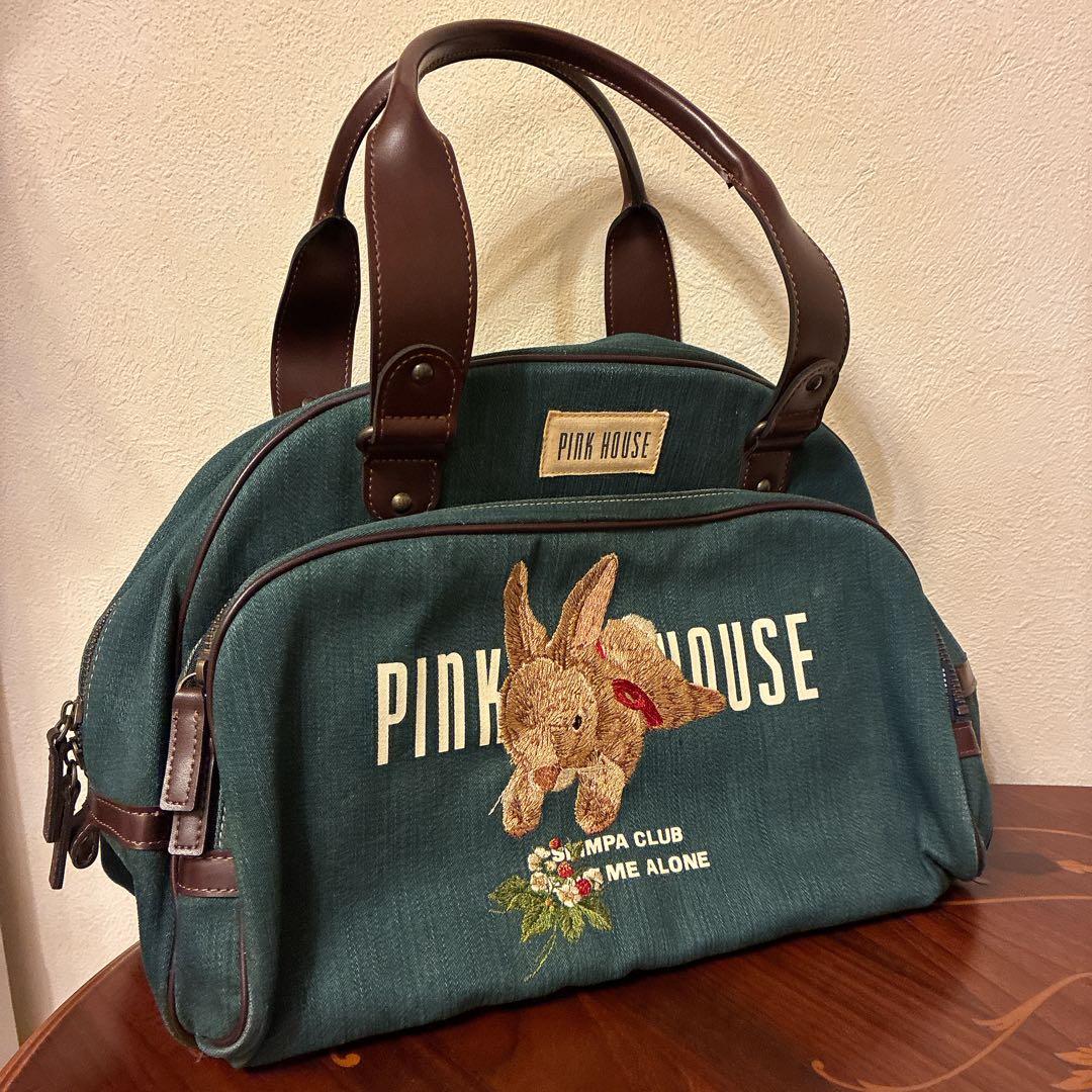 ★1日限定値下‼️美品希少★PINK HOUSE ウサギ刺繍 ボストンバッグ