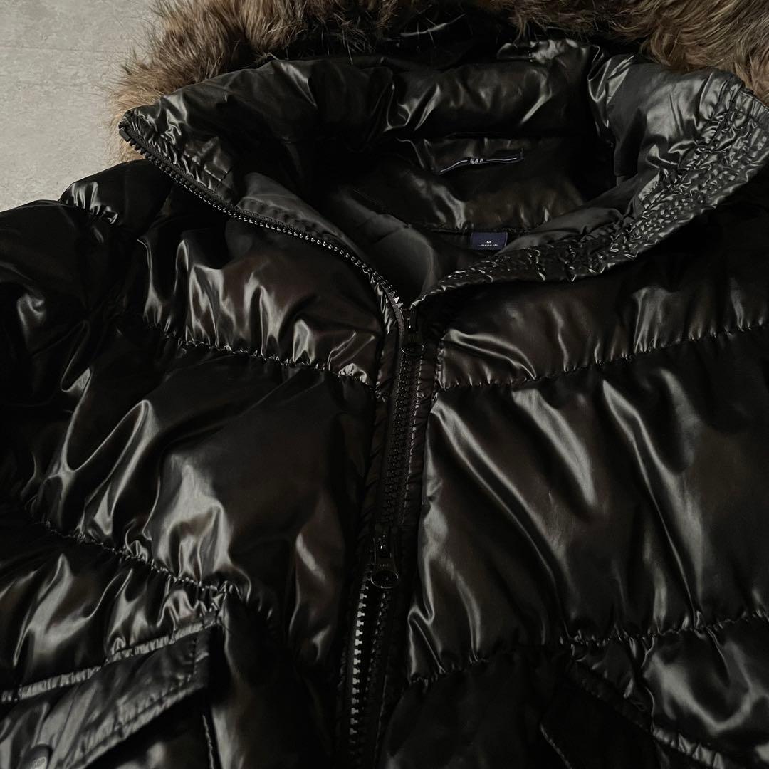 00s GAP ダウンジャケット ファー 黒 光沢 Y2K 平成ギャル お兄系