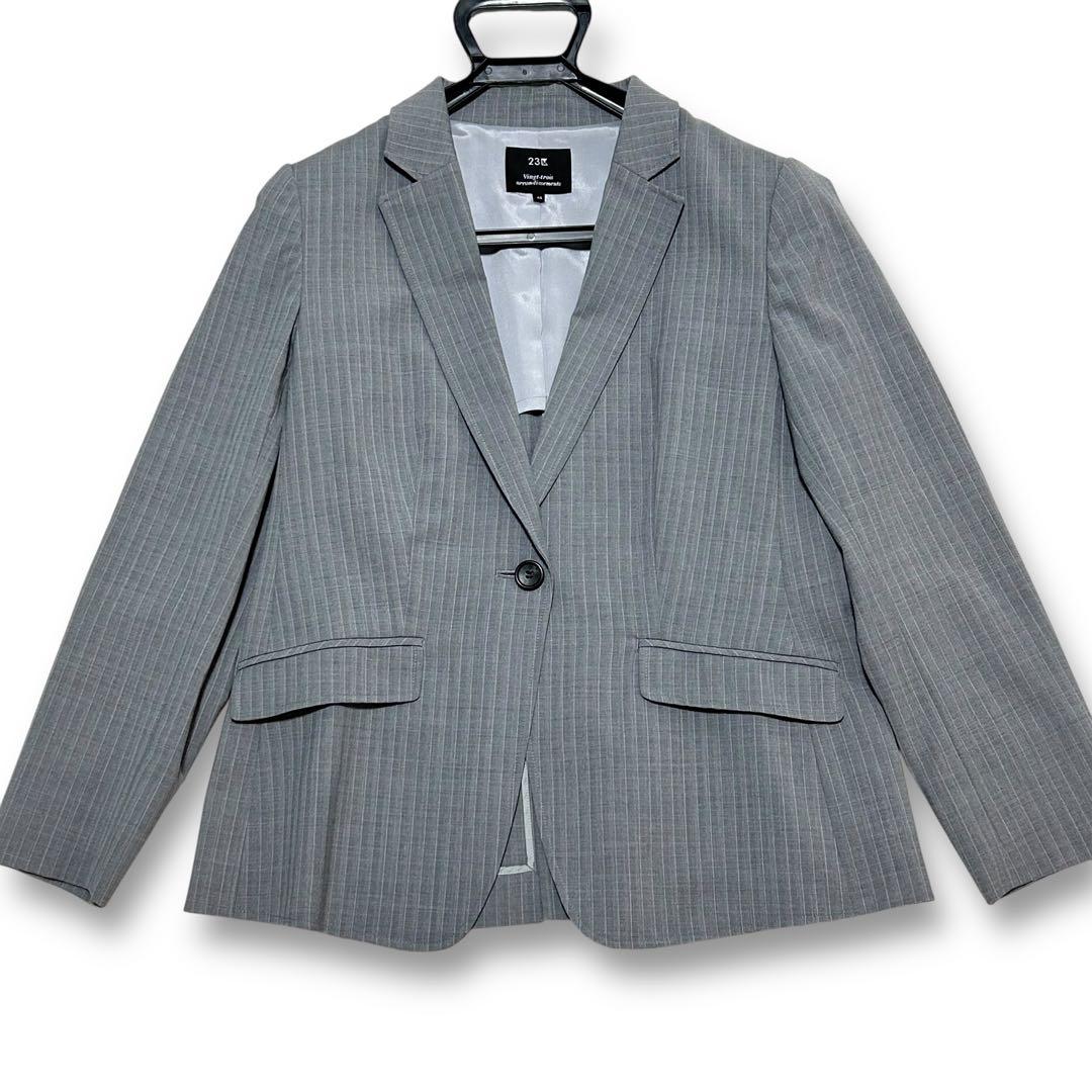 美品✨ 23区 グレー 2XL パンツスーツ 背抜き レディース 大きいサイズ