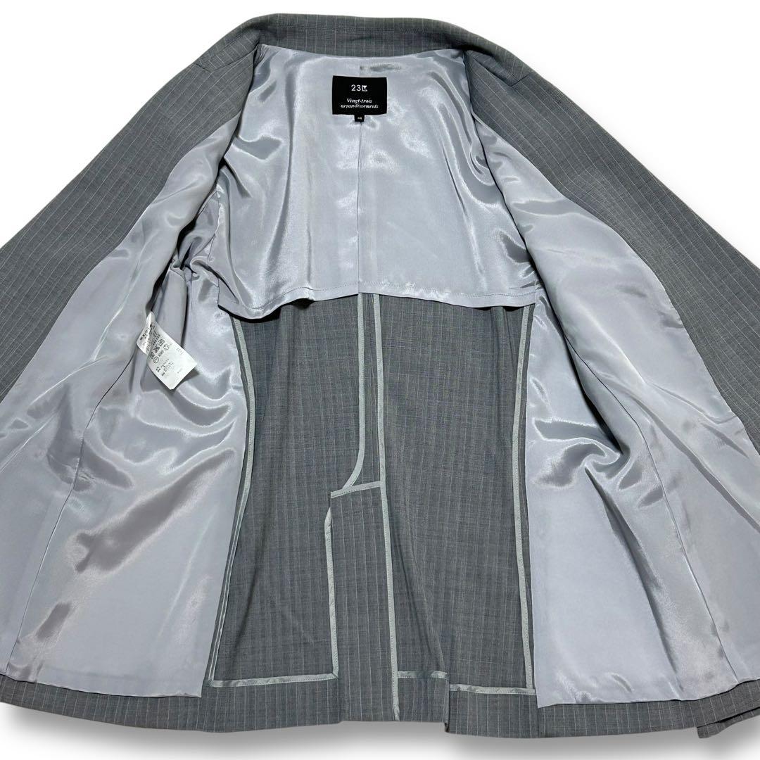 美品✨ 23区 グレー 2XL パンツスーツ 背抜き レディース 大きいサイズ