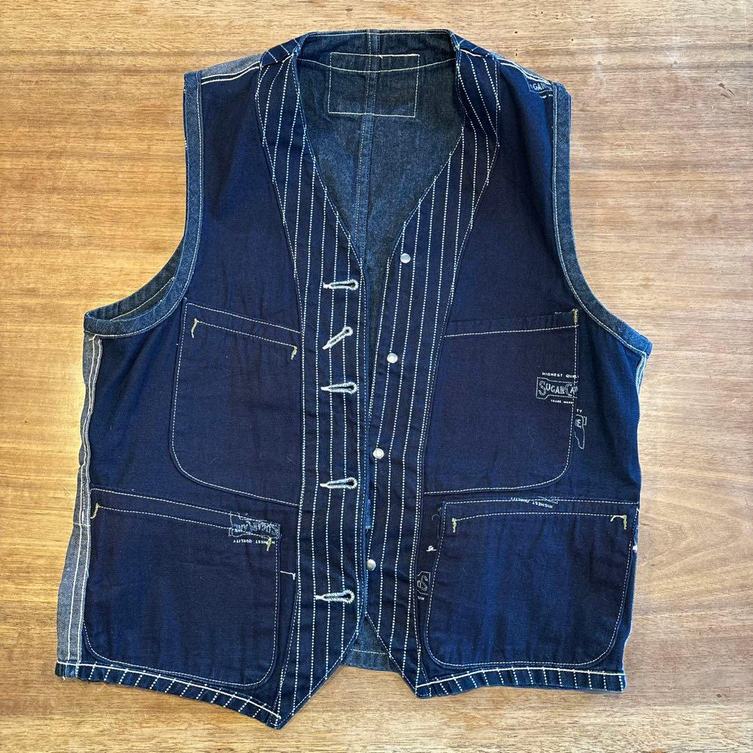 Sugar Cane ストライプデニムベスト