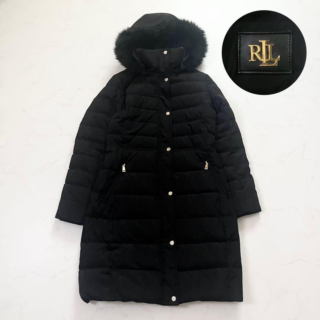 美品　ローレンラルフローレン　ダウンコート　ロング　ロゴパッチ　黒　Sサイズ相当