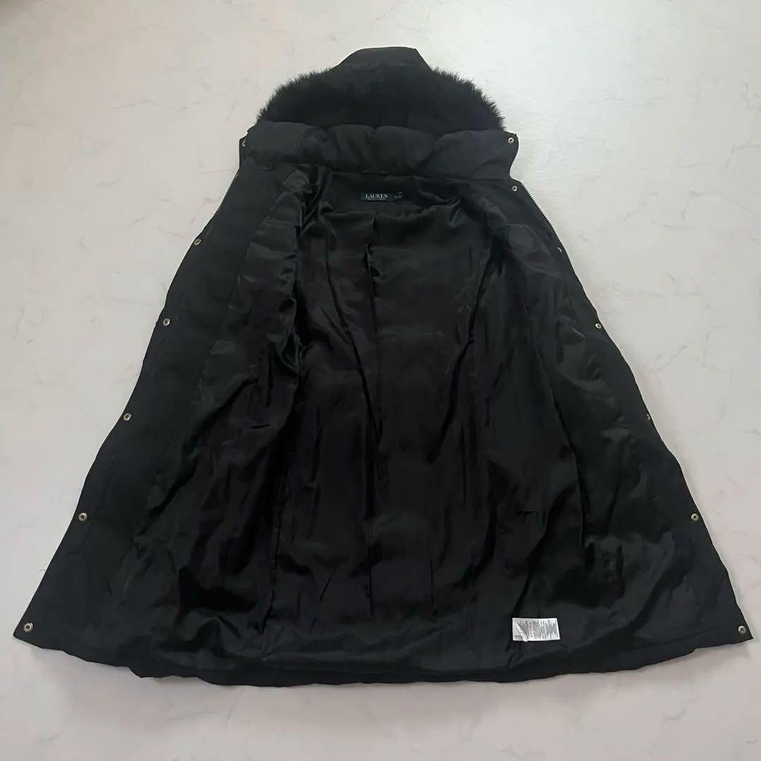 美品　ローレンラルフローレン　ダウンコート　ロング　ロゴパッチ　黒　Sサイズ相当