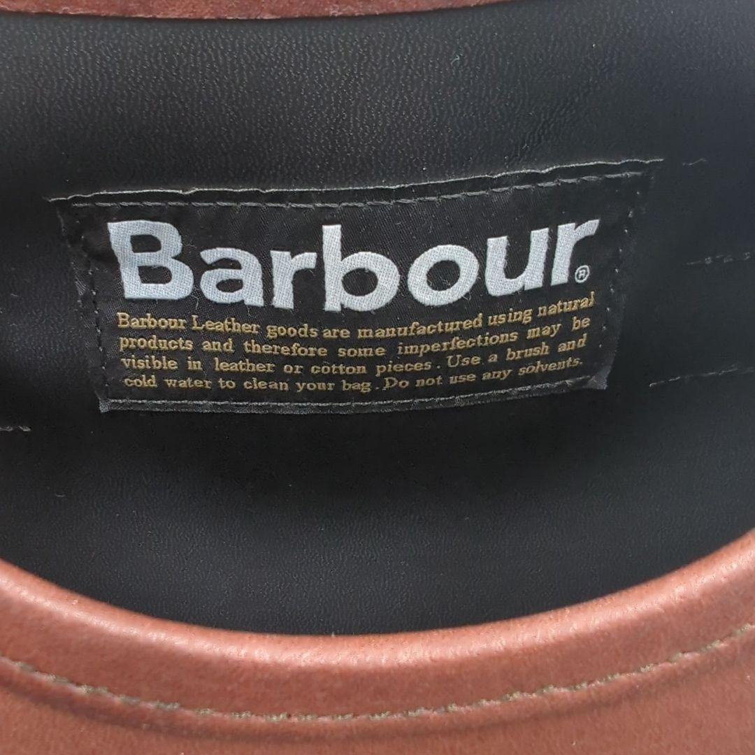 美品 Barbour バブアー カートリッジ ショルダーバッグ ブラウン レザー