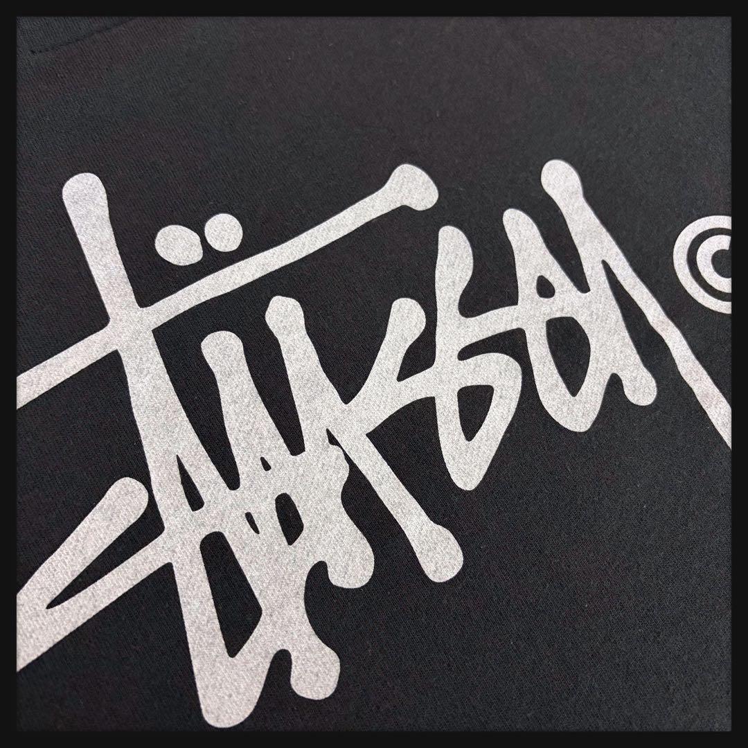 【即完売モデル】ステューシー バックロゴ パーカー バイカラー ブラック グレー