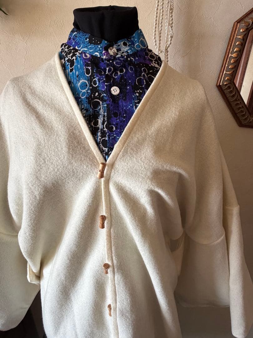 ソウソウ　SOU・SOU 白いハーフコート　梳毛阿弥はつき　羽織