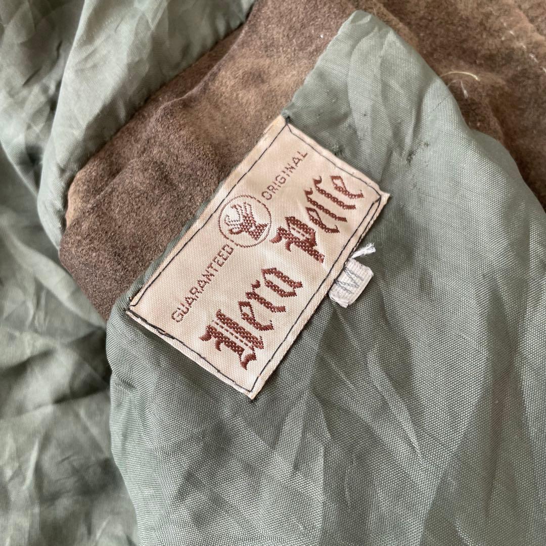 -90s euro 本革 スウェードレザージャケット ニット地切替