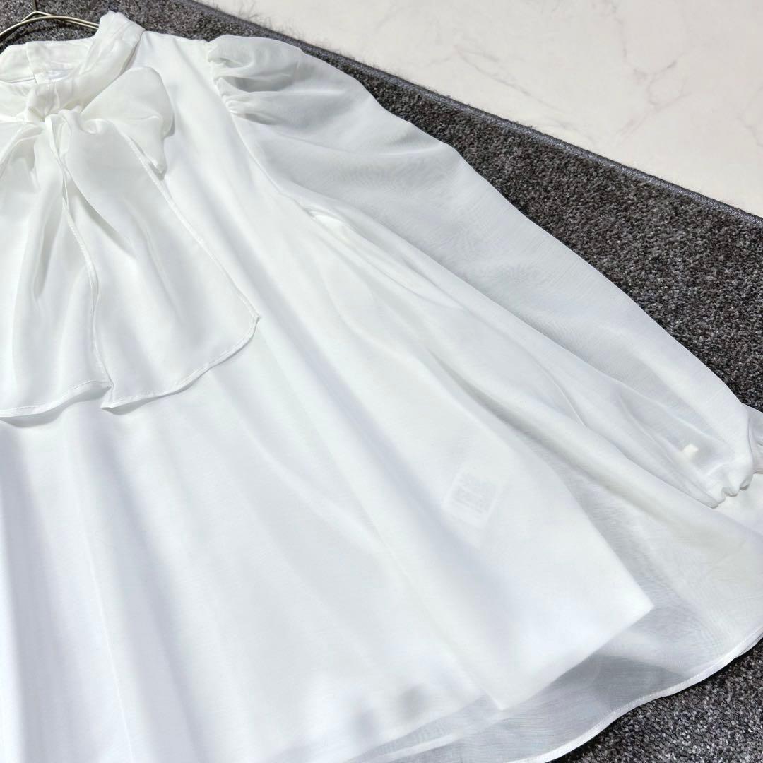 美品 セルフォード リボンブラウス フレア Aライン 白