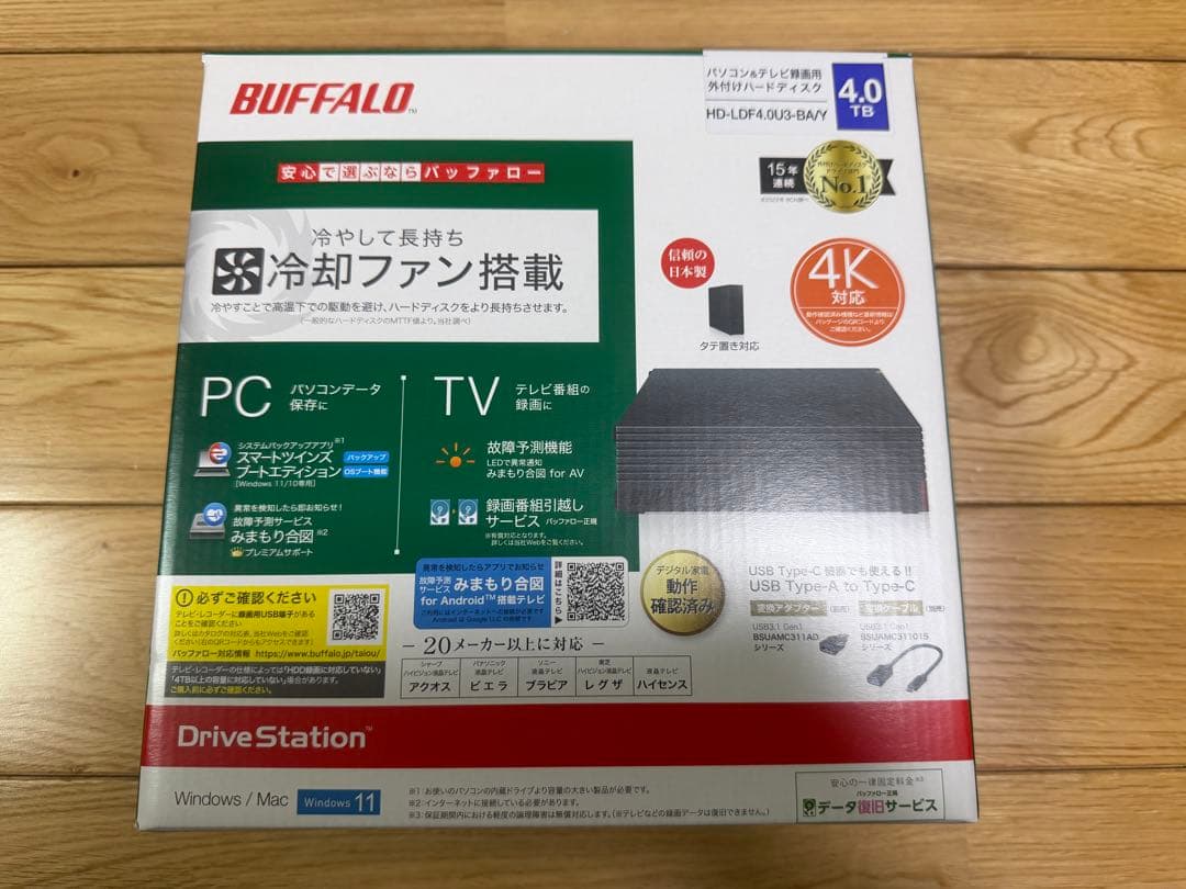 BUFFALO HD-LDF4.0U3-BAY 4TB 外付けハードディスク