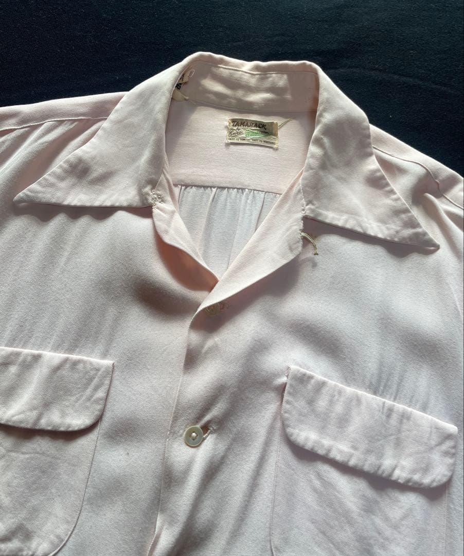50's Tamarack ベイビーピンク レーヨンシャツ