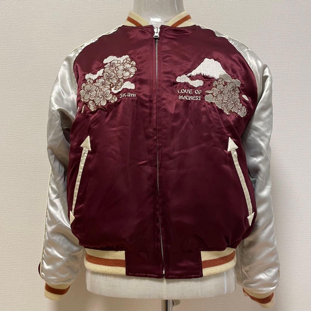 爆裂爛漫娘　スカジャン　リバーシブル　ベロア　別珍　龍蛇スカル×春画　総刺繍　L