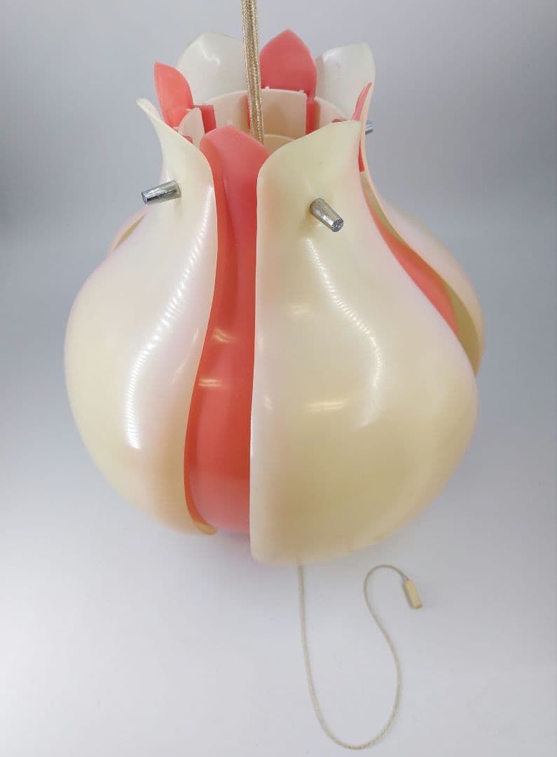 昭和レトロ チューリップライト ペンダントライト 2灯式蛍光灯 ピンク