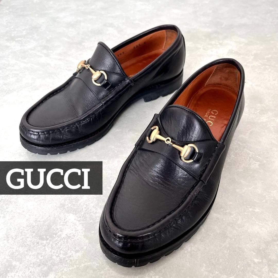美品✨GUCCI グッチ ラグソール ホースビット ローファー 黒　22.5㎝