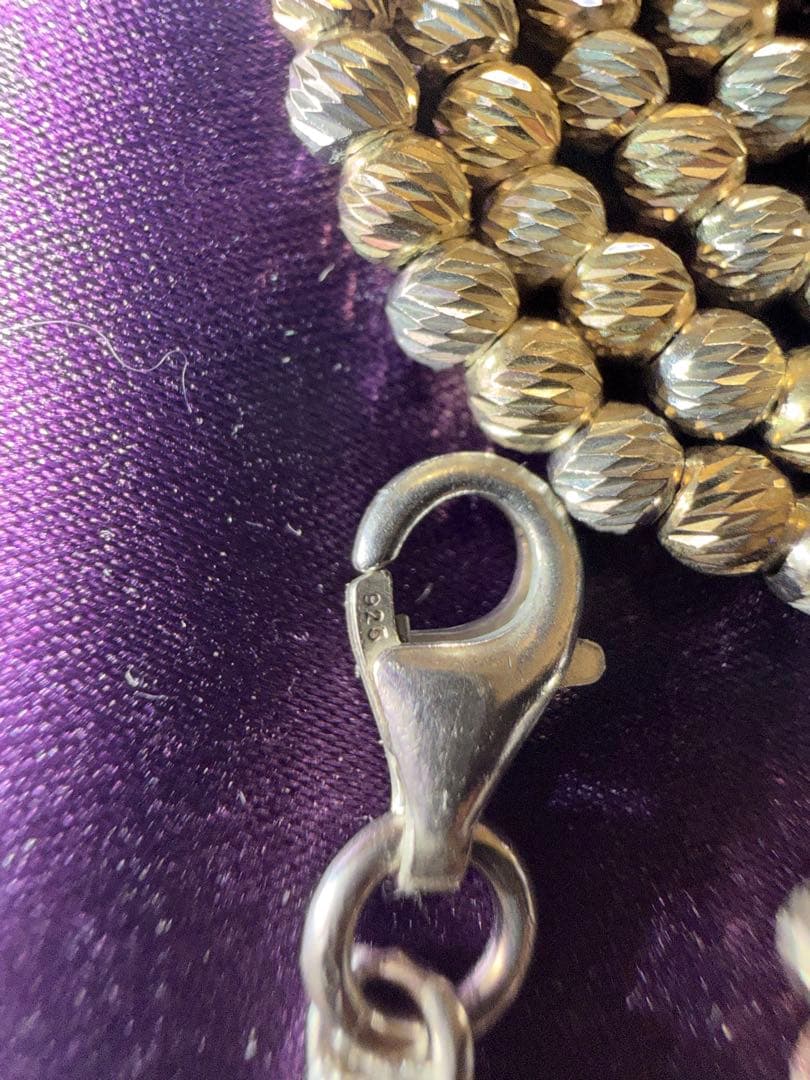 S925&14Kゴールドフィルドダイヤモンドカットビーズネックレス