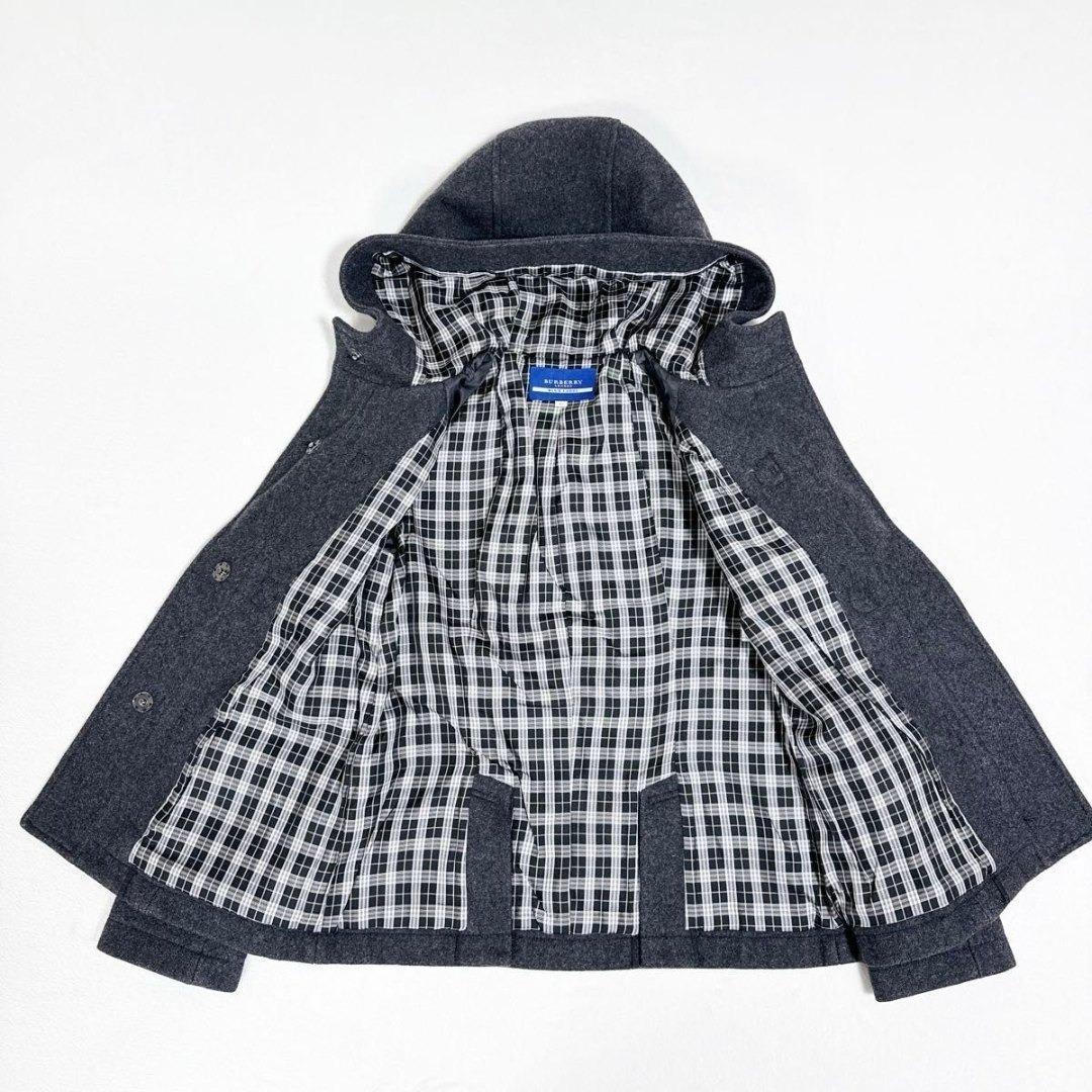 美品☆バーバリーブルーレーベル ダッフルコート チャコールグレー ノバチェック