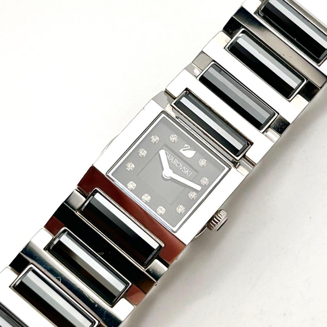 【美品】スワロフスキー　クォーツ　腕時計　シルバー　1047348