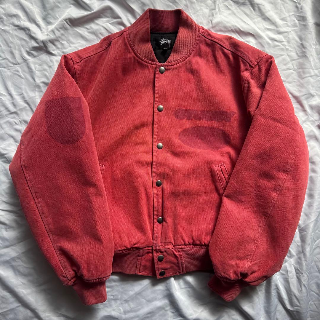 ジャケット・アウター Stussy Ghost Logo Canvas Varsity Jacket