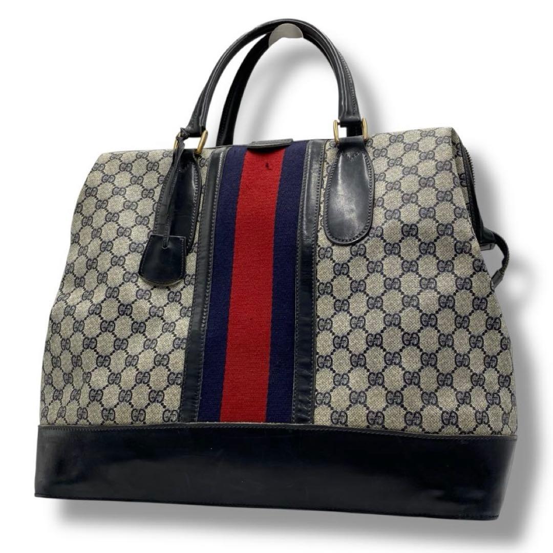 【良品】グッチ シェリーライン ボストン バッグ 00s メンズ ビンテージ