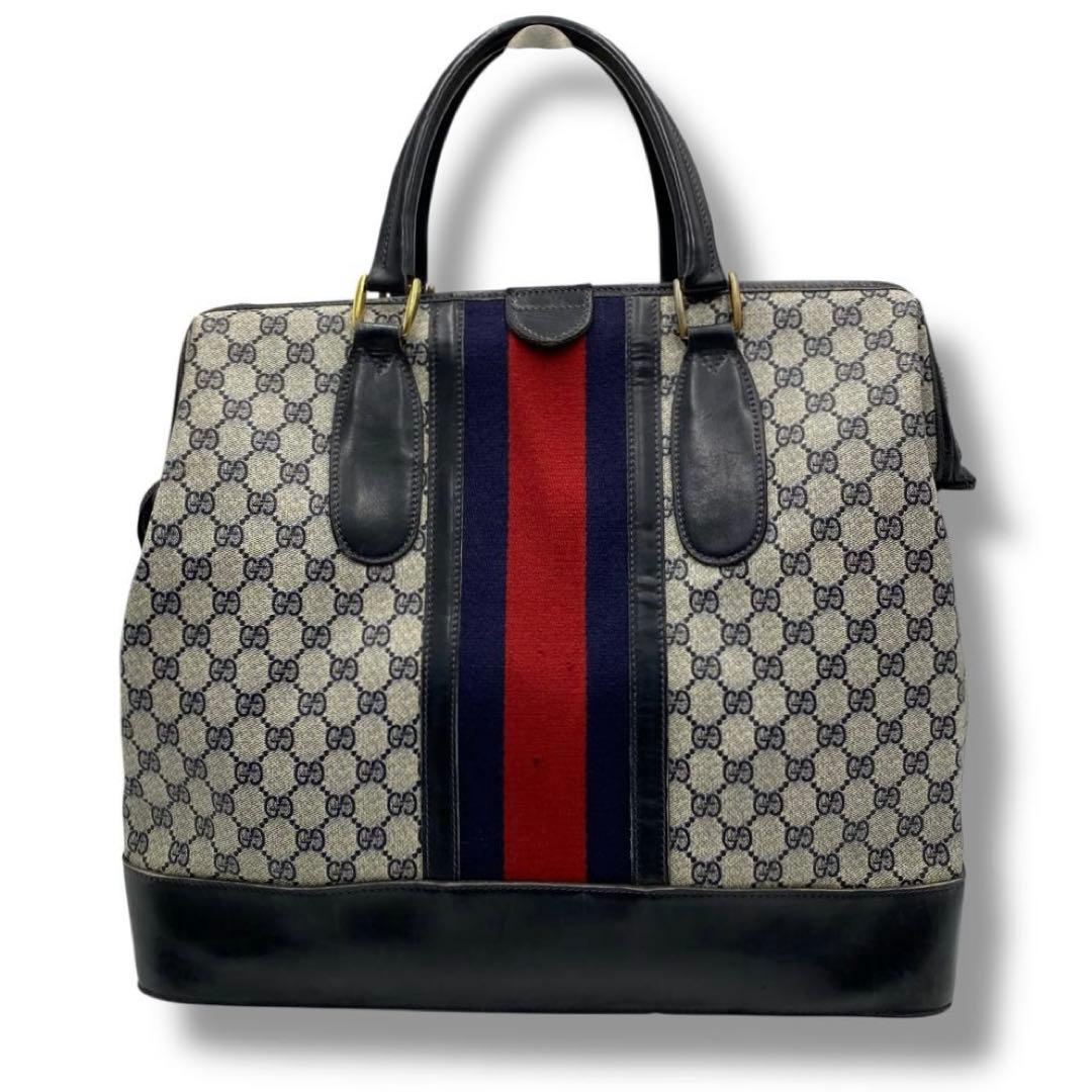 【良品】グッチ シェリーライン ボストン バッグ 00s メンズ ビンテージ