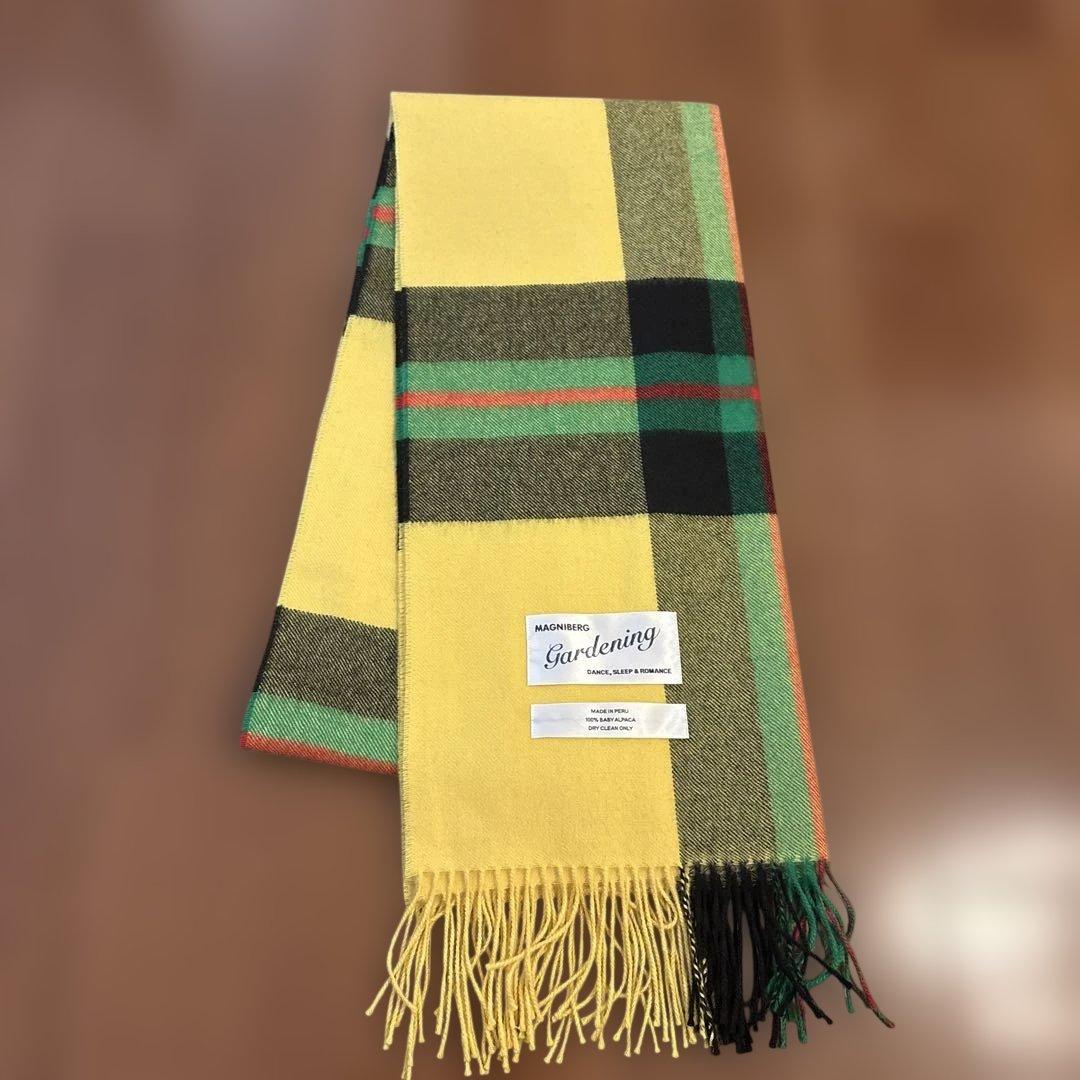 MAGNIBERG マグニバーグ　マフラー　チェック　イエロー　ベビーアルパカ