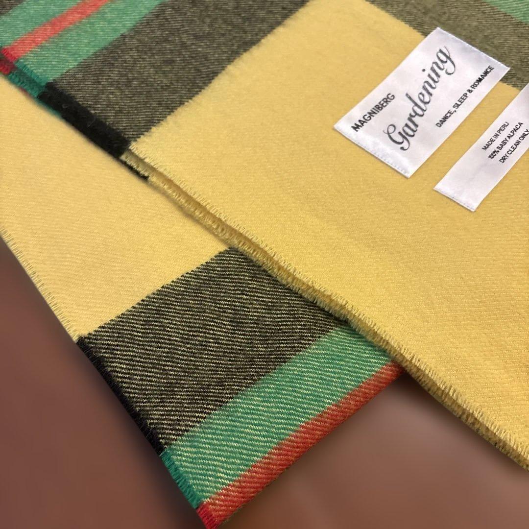 MAGNIBERG マグニバーグ　マフラー　チェック　イエロー　ベビーアルパカ