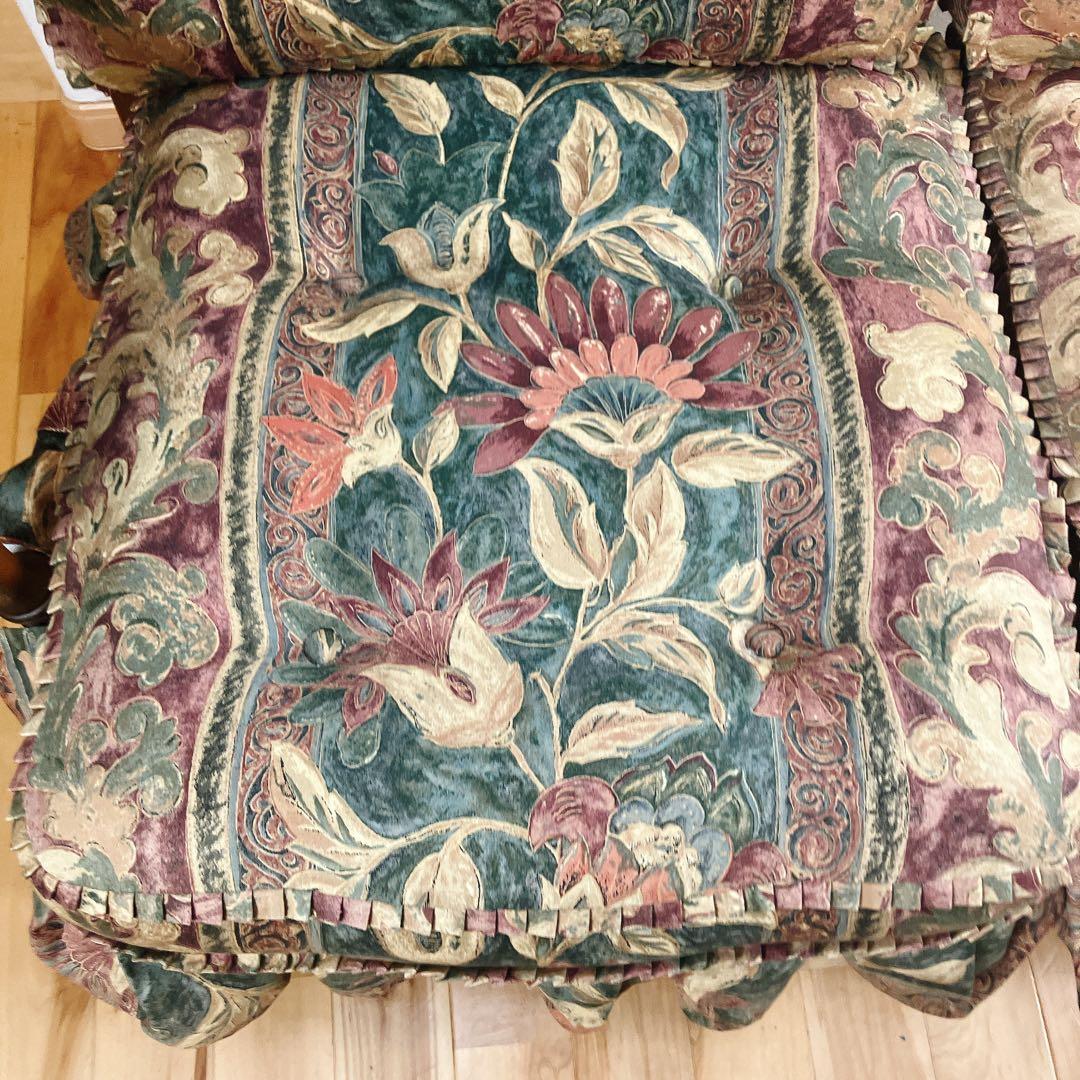 美品　飛騨産業　キツツキ　穂高　花柄　2人掛けソファ　2P、二人掛け　定価24万