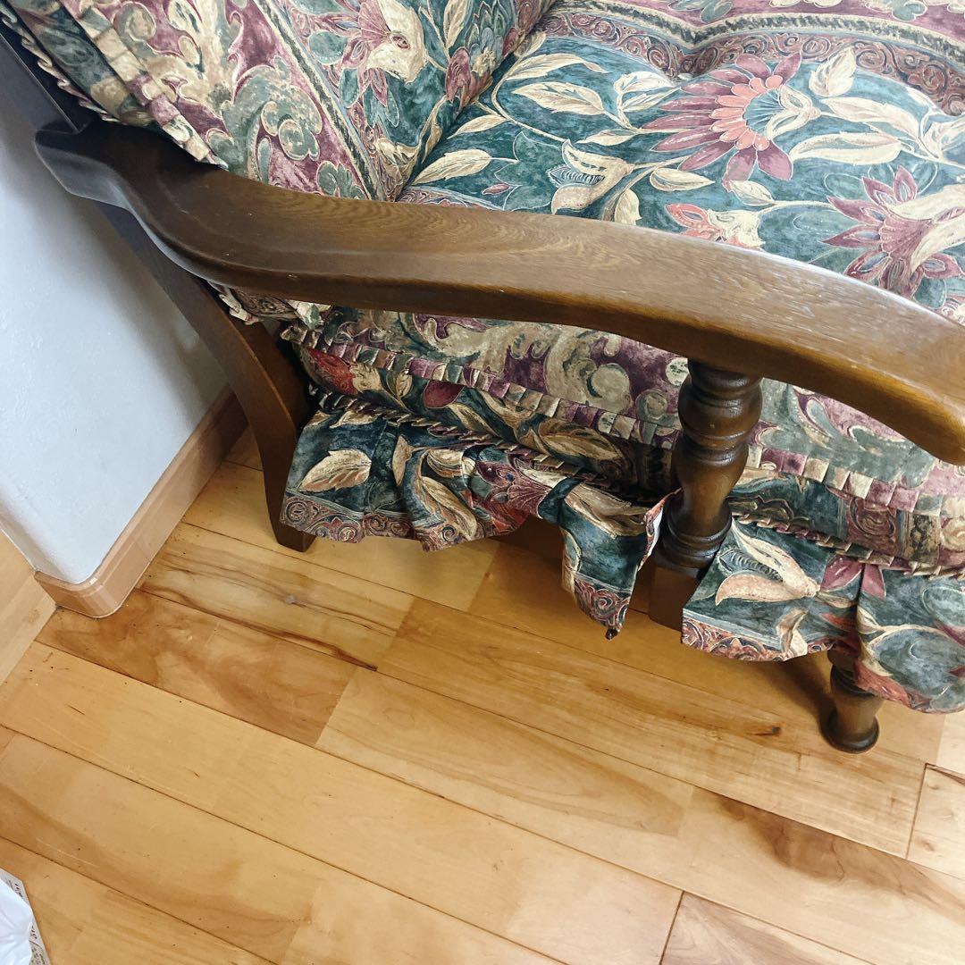 美品　飛騨産業　キツツキ　穂高　花柄　2人掛けソファ　2P、二人掛け　定価24万