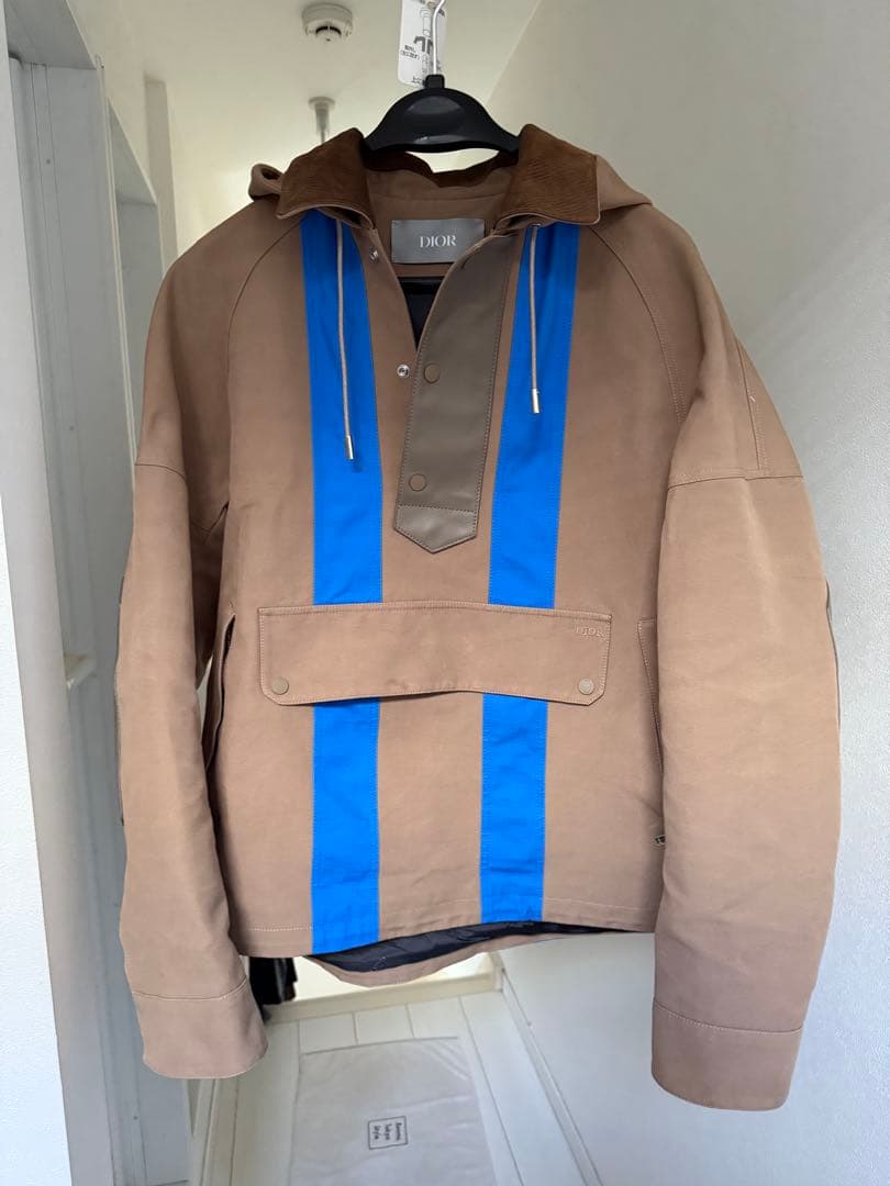 Diorフード付きブラウンブルーストライプジャケット
