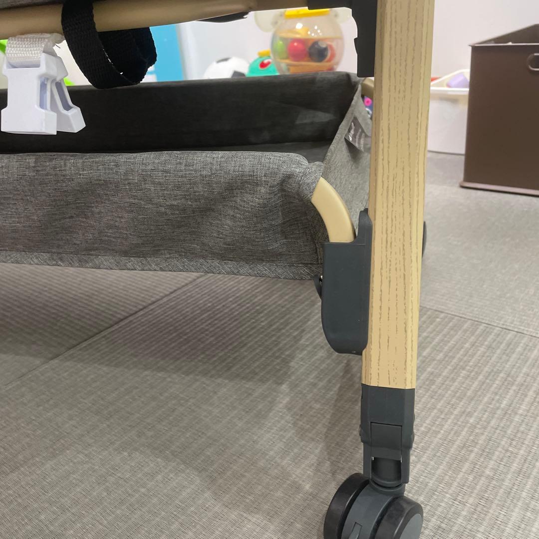 HZDMJ メッシュサイド ベビーベッド グレー