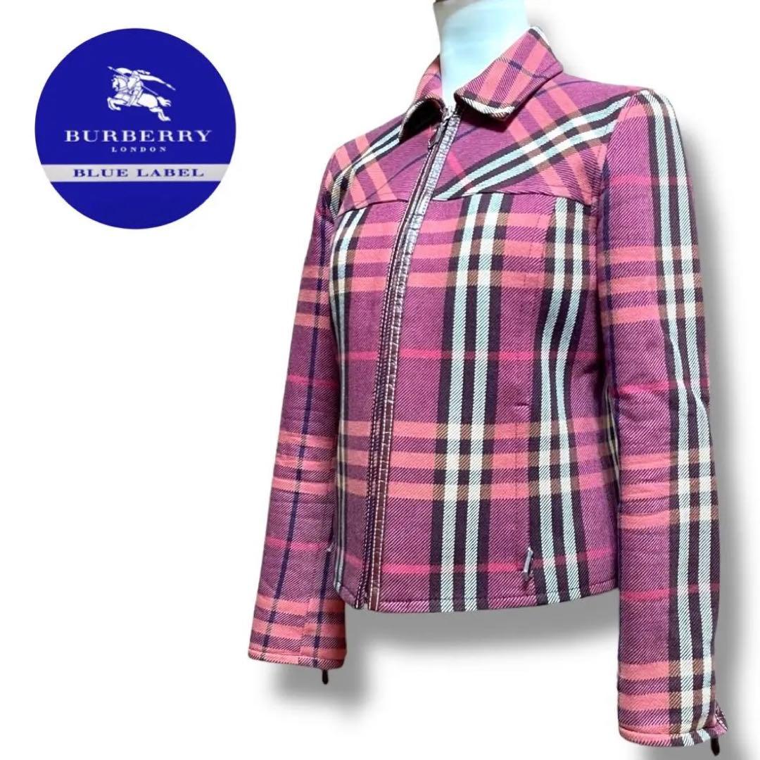バーバリーブルーレーベル ノバチェック ジャケット ピンク 38
