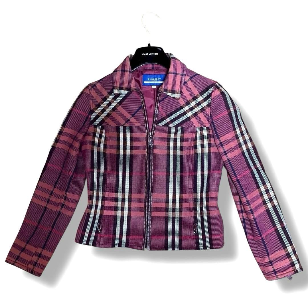 バーバリーブルーレーベル ノバチェック ジャケット ピンク 38