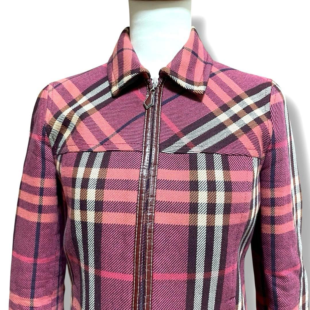 バーバリーブルーレーベル ノバチェック ジャケット ピンク 38