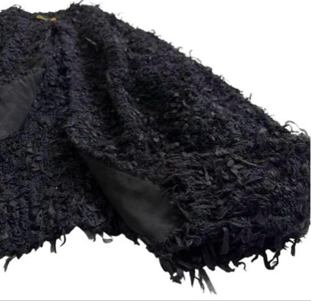 【美品】Drawerドゥロワー テープヤーン カーディガン 黒 2 シルク