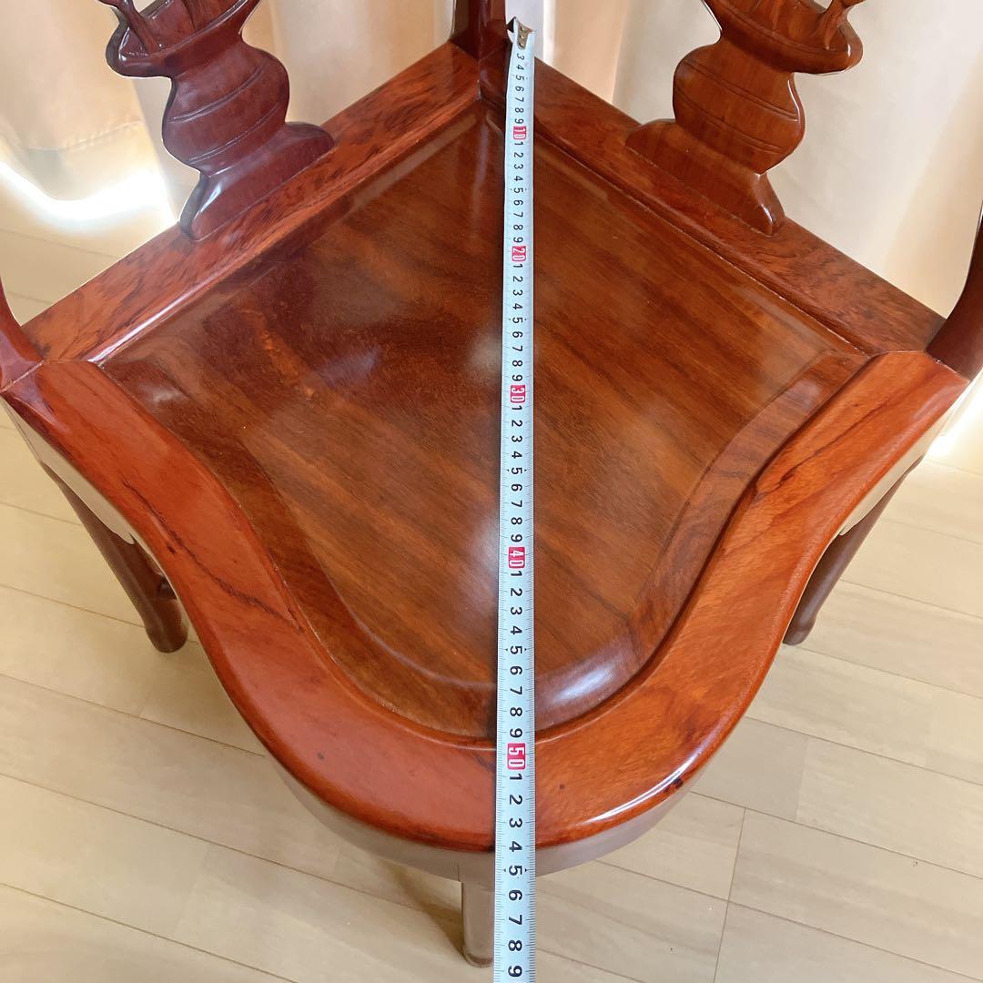 専用】　　　　　　【ビンテージ】唐木調 透かし彫り アームチェア 無垢材