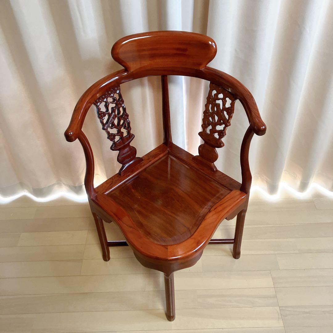 専用】　　　　　　【ビンテージ】唐木調 透かし彫り アームチェア 無垢材