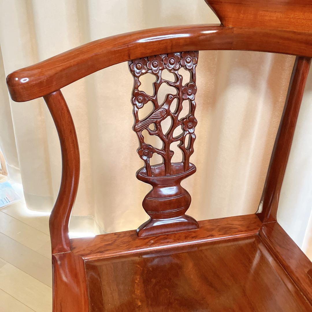 専用】　　　　　　【ビンテージ】唐木調 透かし彫り アームチェア 無垢材