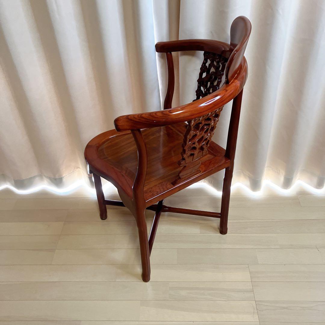 専用】　　　　　　【ビンテージ】唐木調 透かし彫り アームチェア 無垢材