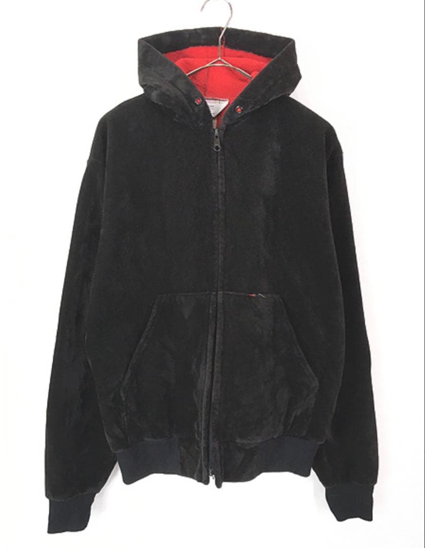 古着 80s USA製 Carhartt 裏地 ベロア ジップ パーカー L