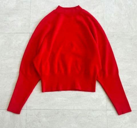 CABAN 赤 ラグランスリーブボートネック長袖セーター