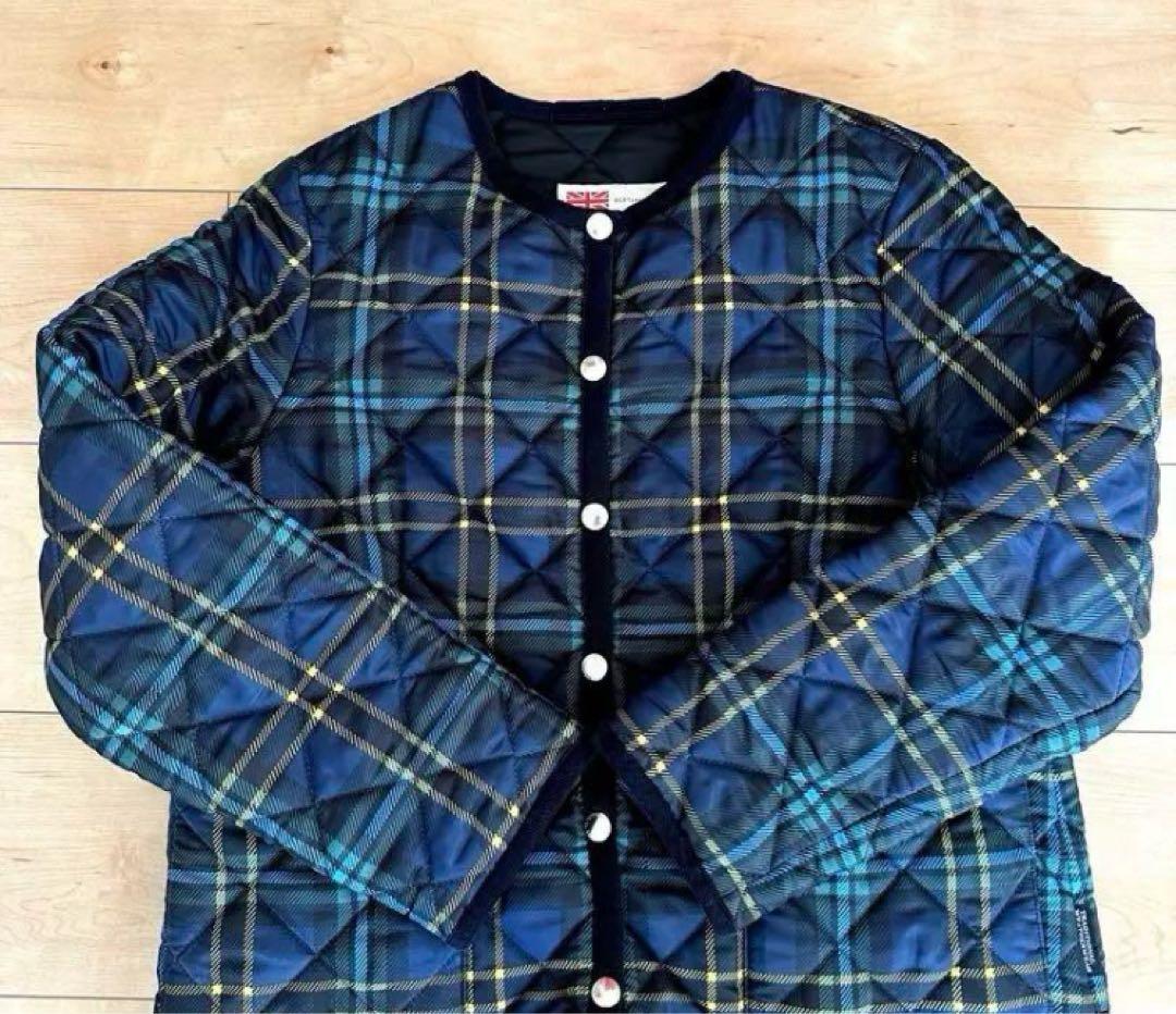 トラディショナルウェザーウェア　キルティング　ロングコート　チェック　34