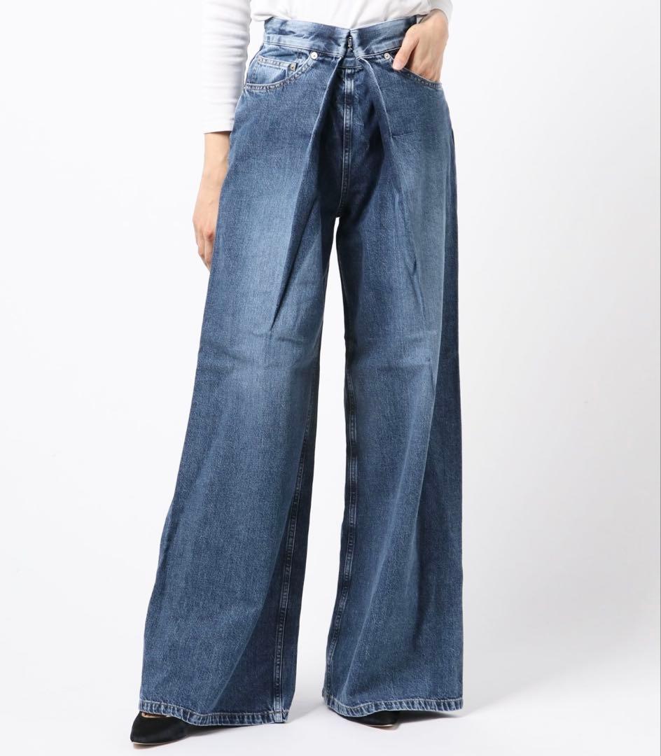 【未使用】ジョンローレンスサリバン/ウォッシュド加工デニムワイドパンツ/Mサイズ