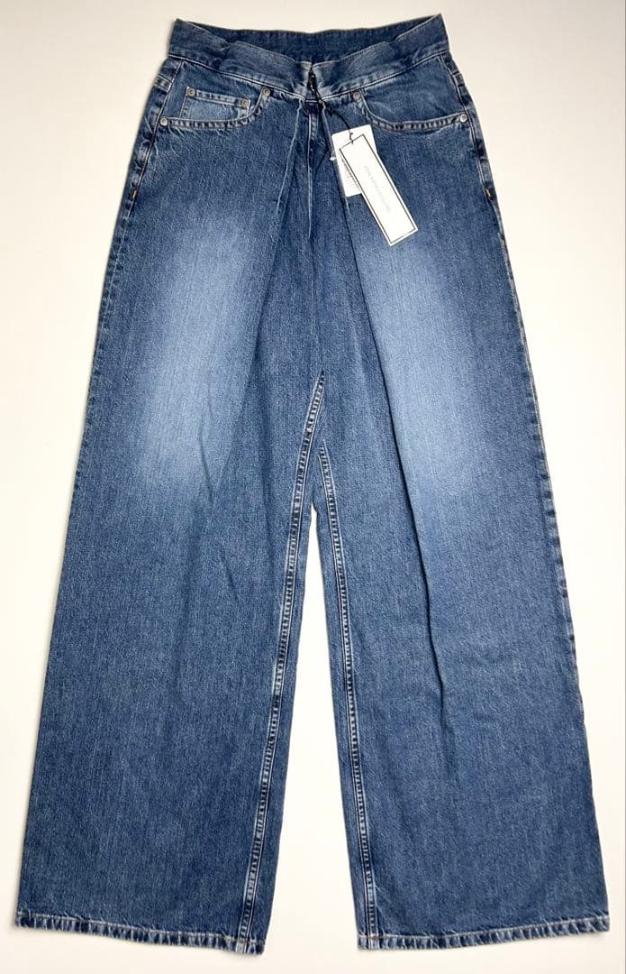 【未使用】ジョンローレンスサリバン/ウォッシュド加工デニムワイドパンツ/Mサイズ
