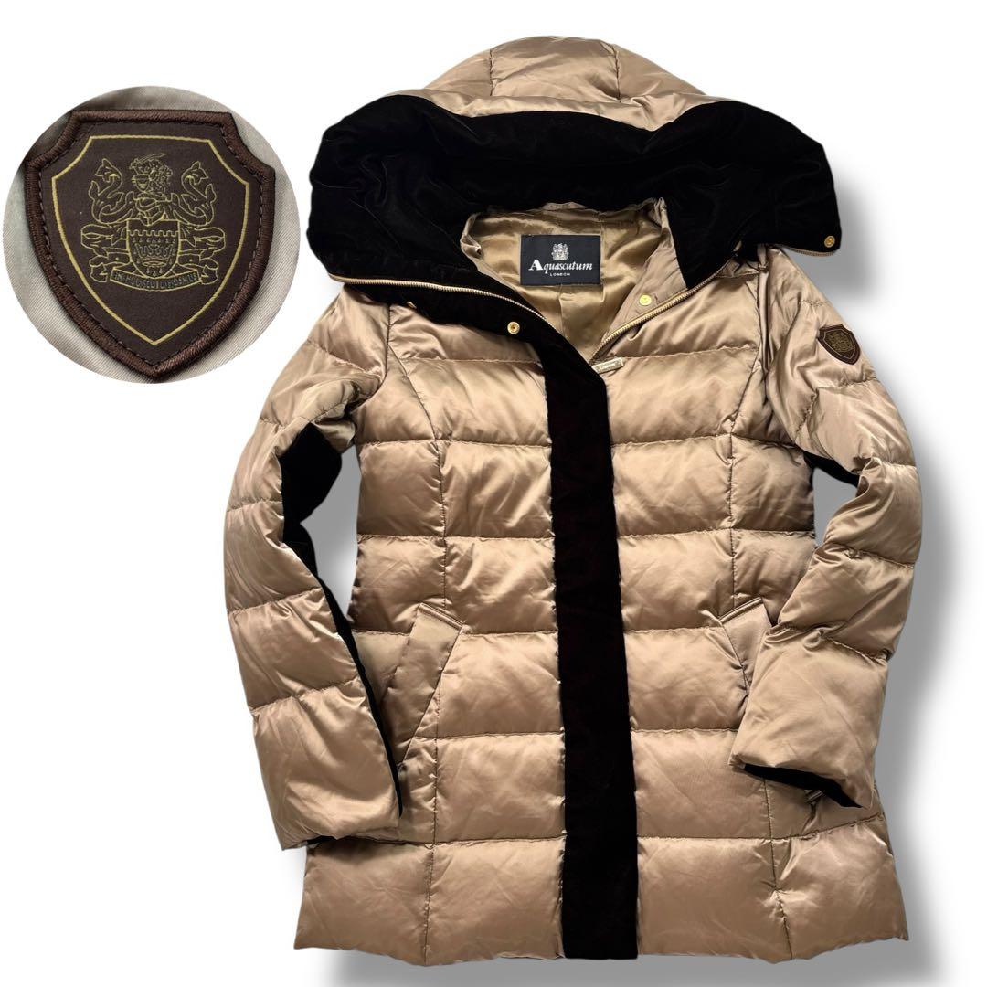 【極美品】Aquascutum アクアスキュータム ダウンコート ベルト　ベロア
