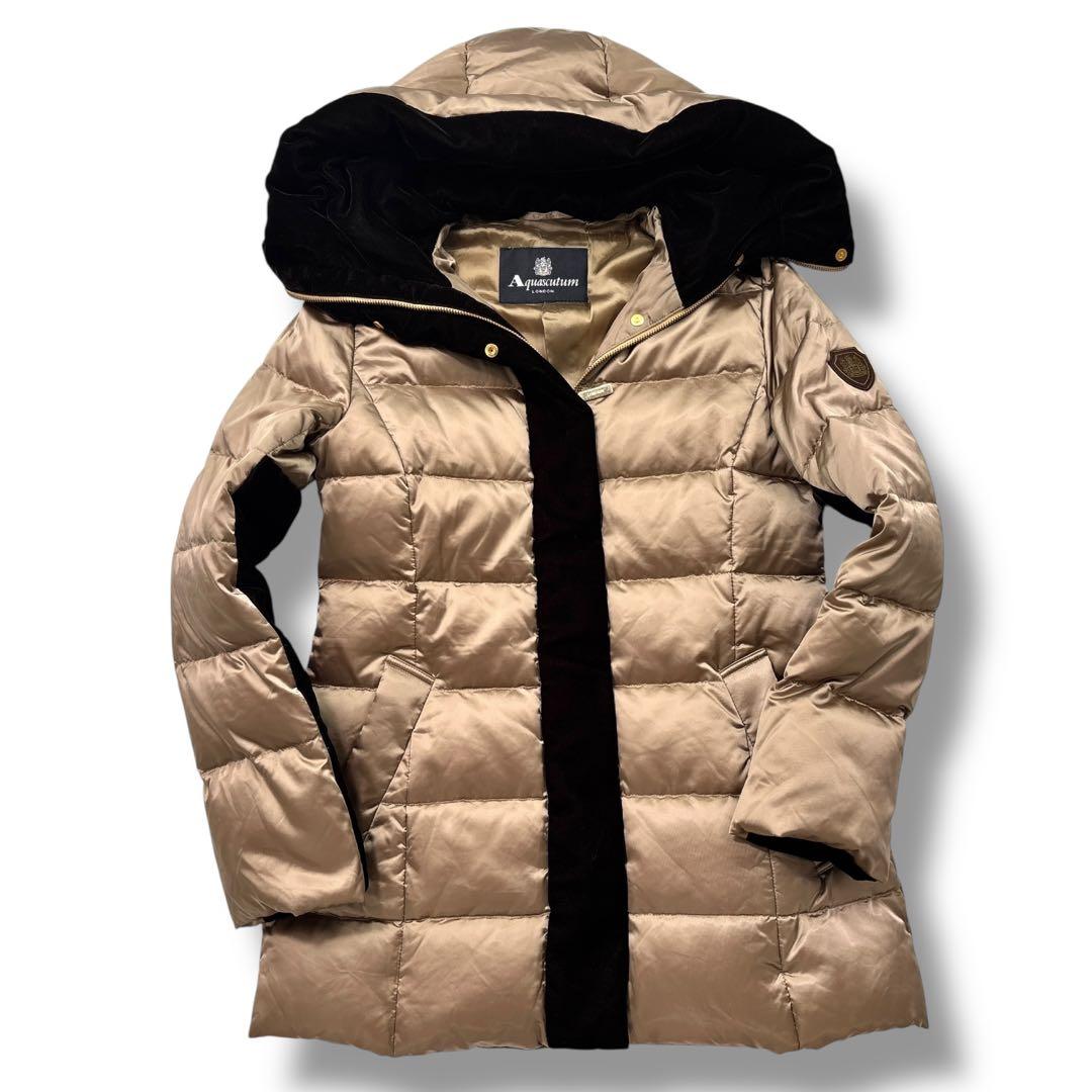 【極美品】Aquascutum アクアスキュータム ダウンコート ベルト　ベロア