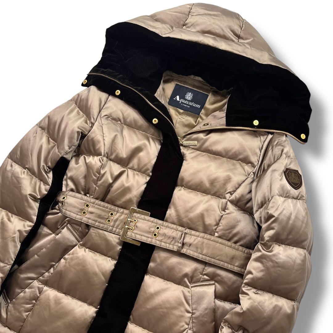 【極美品】Aquascutum アクアスキュータム ダウンコート ベルト　ベロア