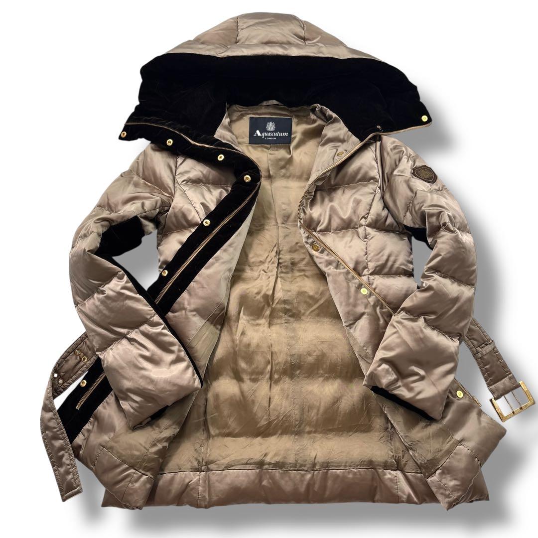 【極美品】Aquascutum アクアスキュータム ダウンコート ベルト　ベロア